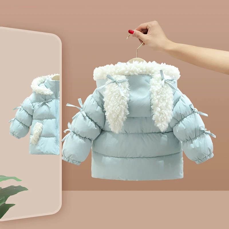 女童棉服外套冬装洋气夹棉加绒加厚宝宝保暖棉衣儿童棉袄季女童