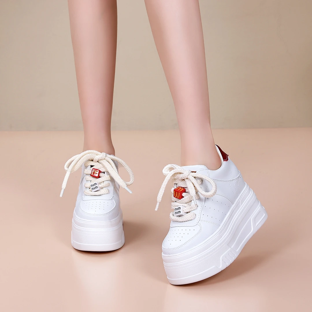 【10-12CM】厚底内增高小白鞋秋季新款时尚百搭舒适超高跟休闲女鞋