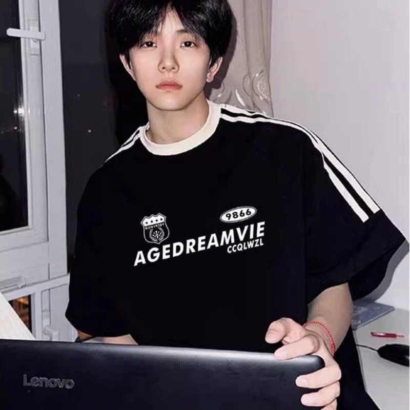 【TQUX港奢男装】美式品质短袖t恤男生夏季2025新款透气潮流三条