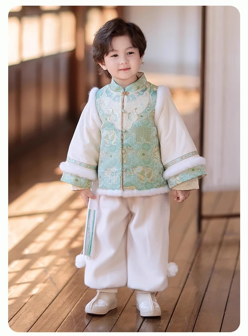 男宝宝冬季中国风2025中式礼服儿童套装冬装唐装拜年服儿童新中式