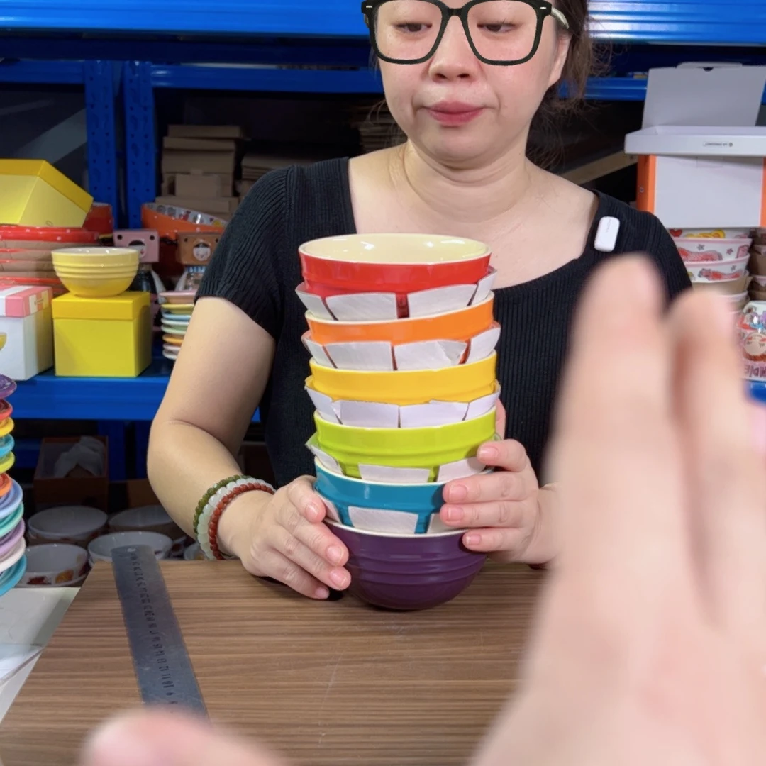 陶瓷彩虹色系米饭碗套装