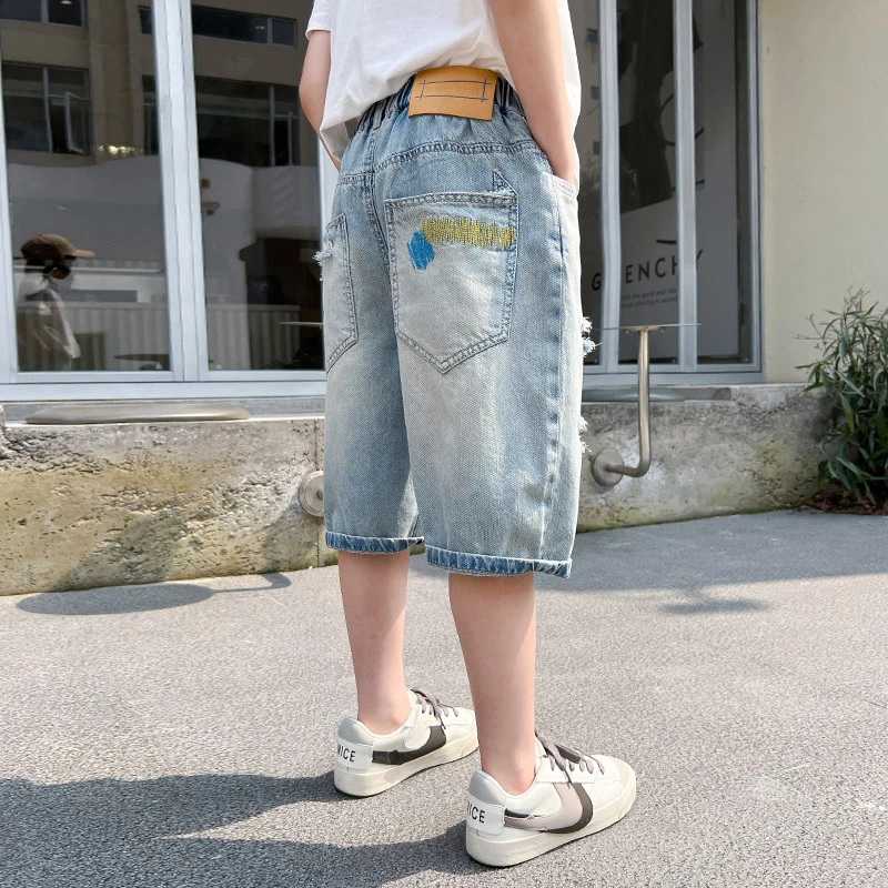 男童裤子夏装2025新款儿童夏款牛仔裤中大童男孩夏款休闲五分裤潮