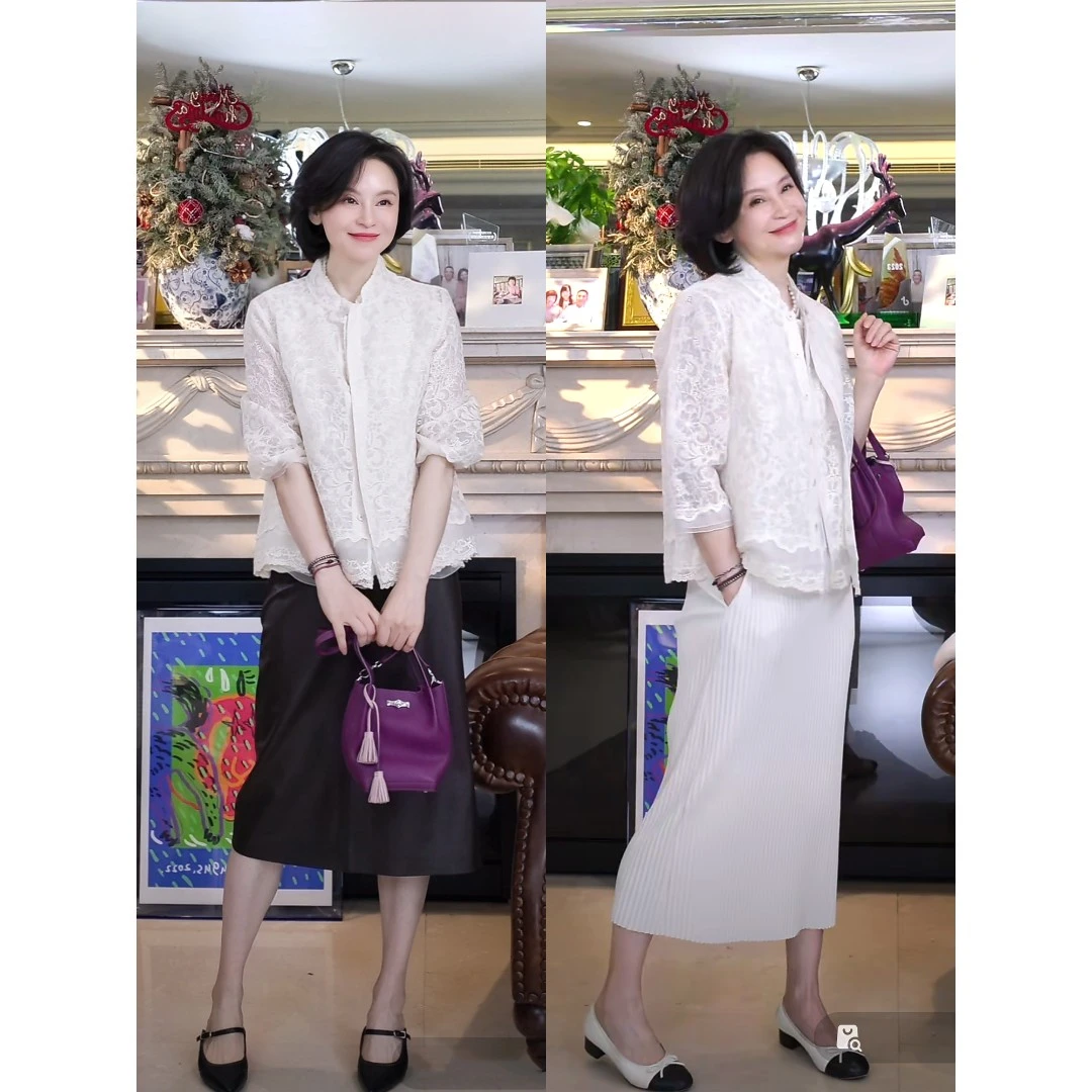 RuienCo. 天女散花外套 100真丝43万针仿手绣七分袖蕾丝外套