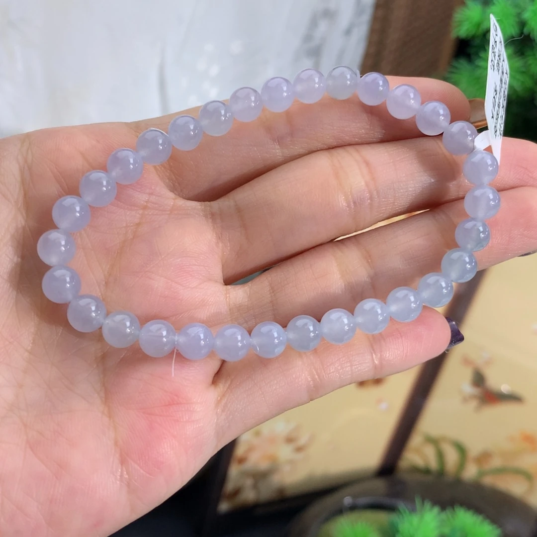 翡翠未镶嵌手串卡6冰胶淡蓝紫手串