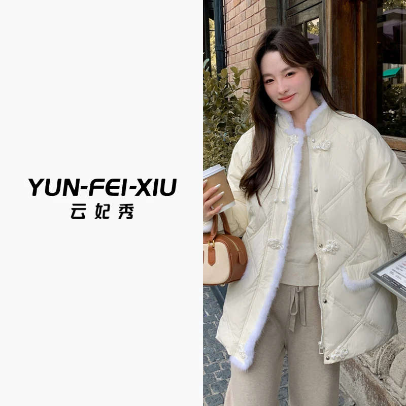 云妃秀大码女装羽绒服百搭时尚新中式外套显瘦微胖简约冬季192