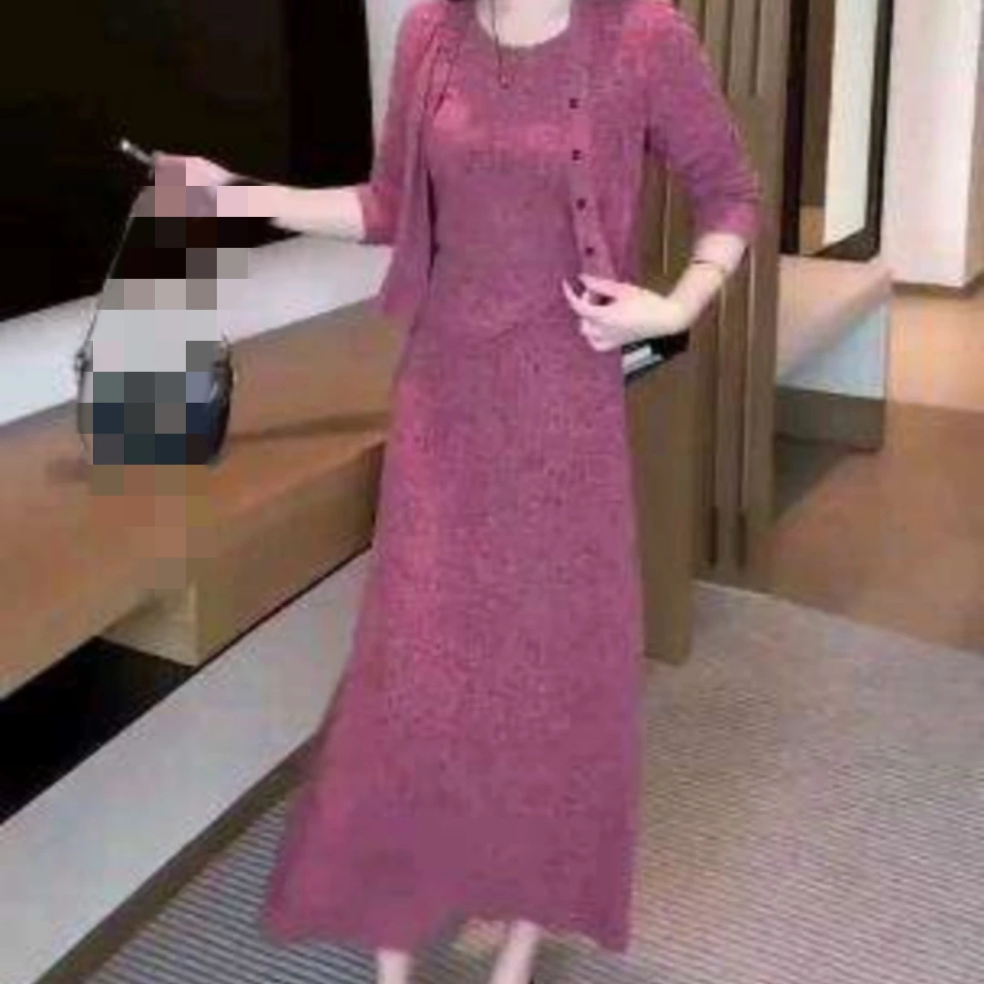 02时尚显瘦连衣裙新款洋气开衫内搭半身裙套装