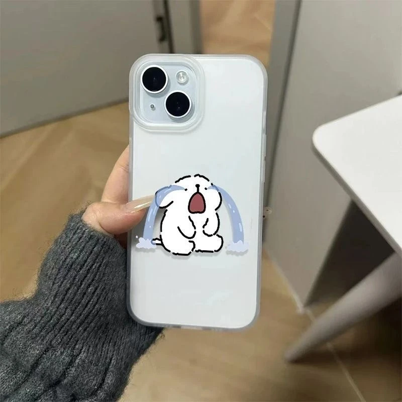 哭泣小狗磨砂壳适用于iphone16Epromax苹果手机壳全包大孔软壳