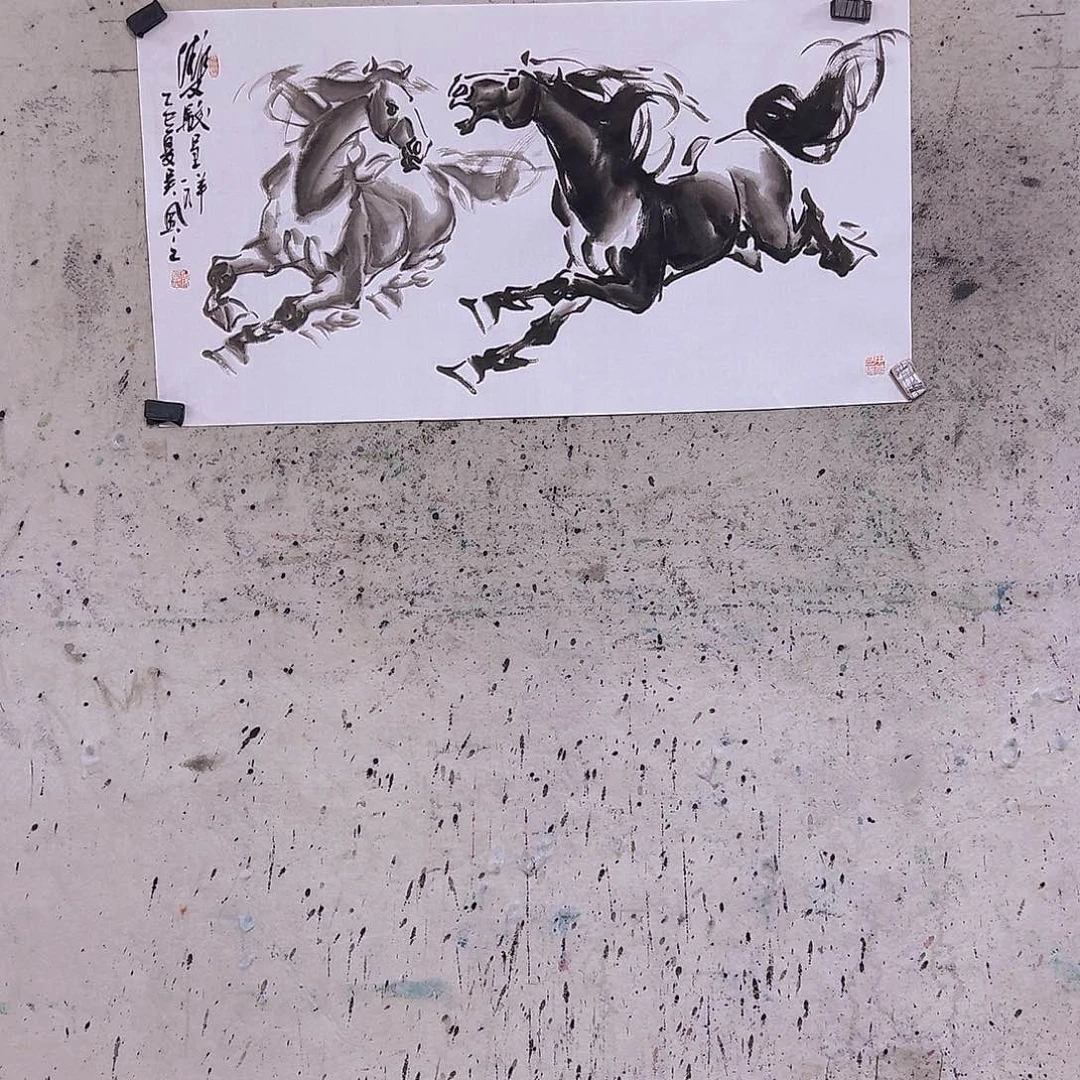 难***沟国画三尺100x50cmcm