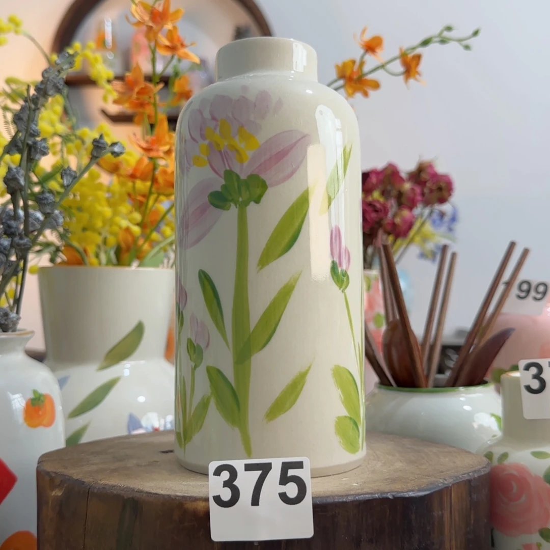 摆件景德镇手绘陶瓷花瓶摆件无孔