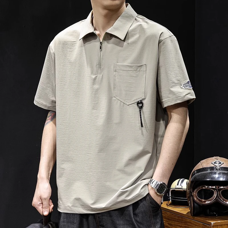 U&PURA口袋Polo半拉链男款短袖t恤潮牌夏季新款高端潮流百搭T恤