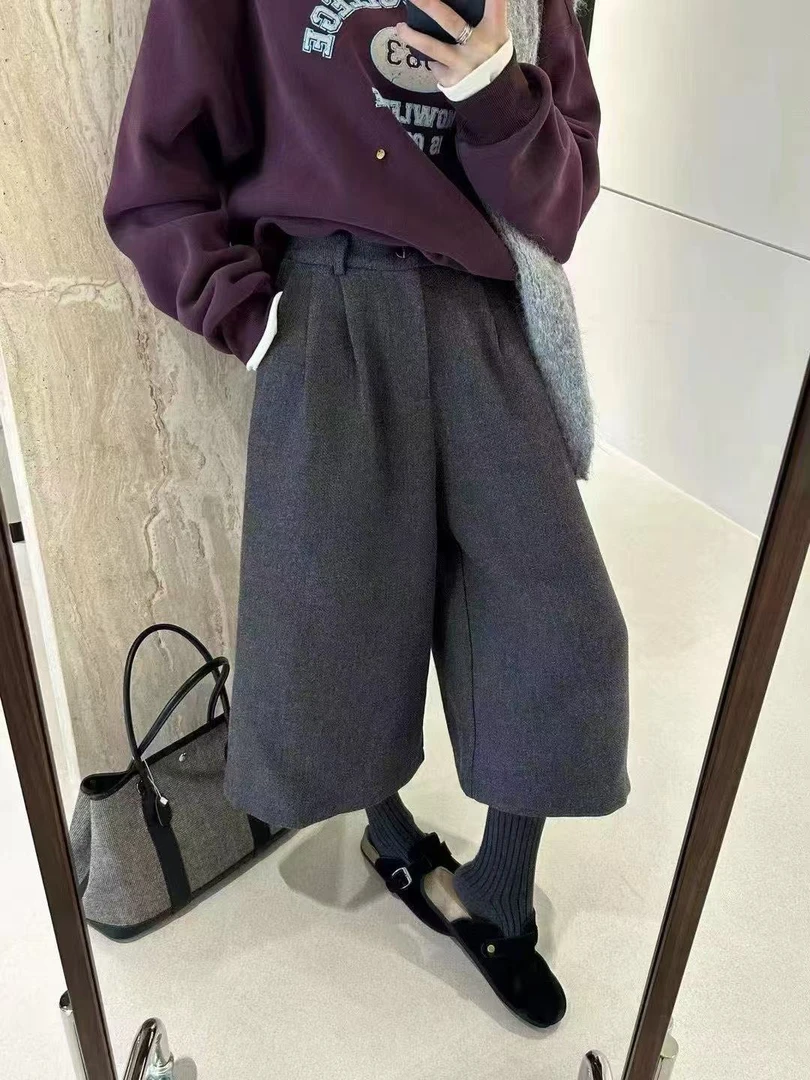 晚古欧  8653呢料八分裤（卡码拍大）