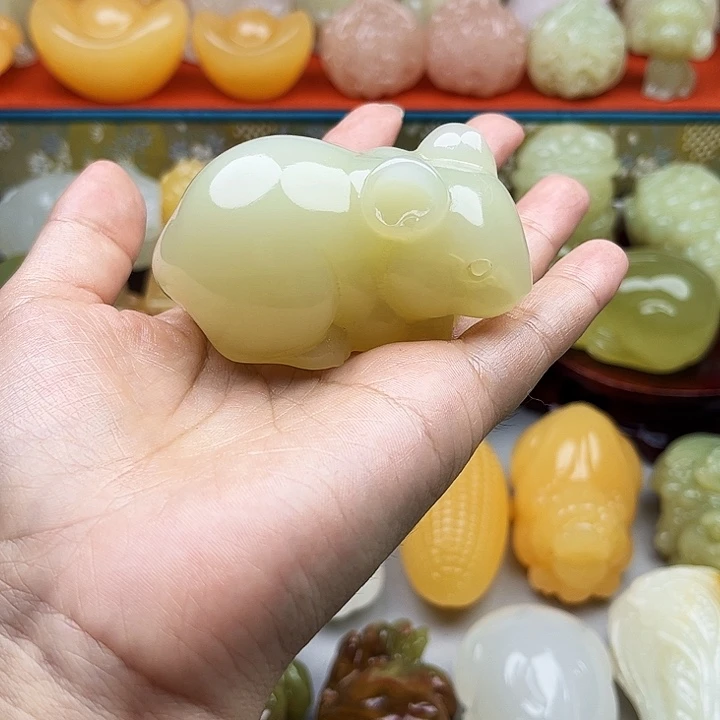 邦***特石材老鼠手把摆件