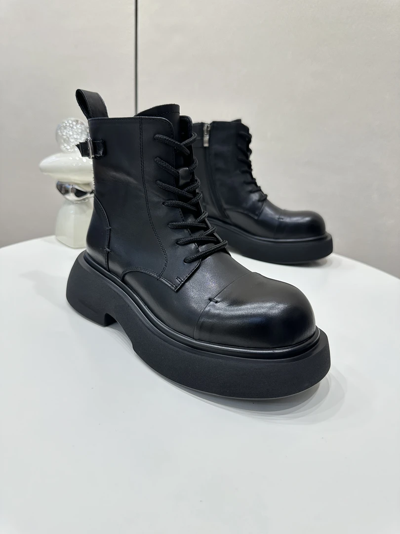 复古马丁靴女2025秋冬新款真皮增高厚底加绒英伦风显腿瘦松糕短靴