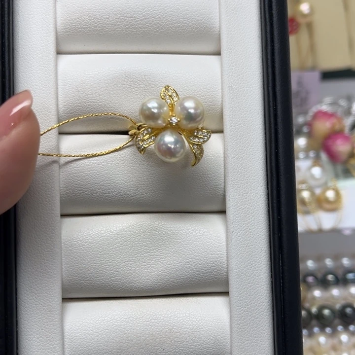 海水珍珠银S925镶嵌戒指AK7-8mm9号