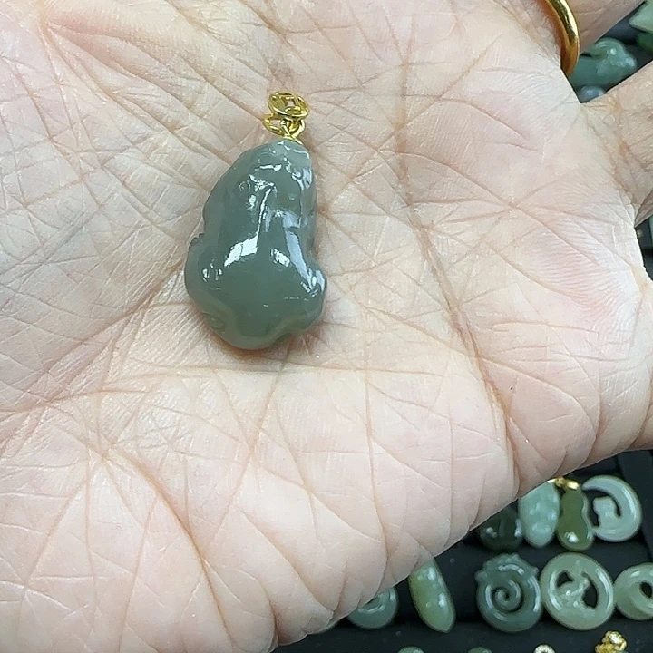 和田玉吊坠(不含链)银S925镀金镶嵌