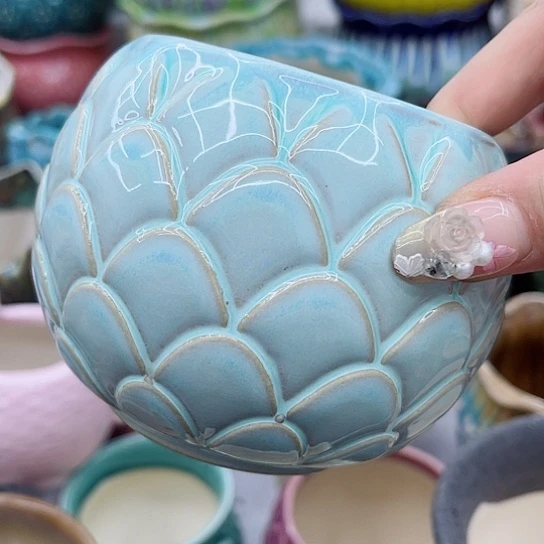 多肉绿植陶瓷花盆9.9包邮，有孔