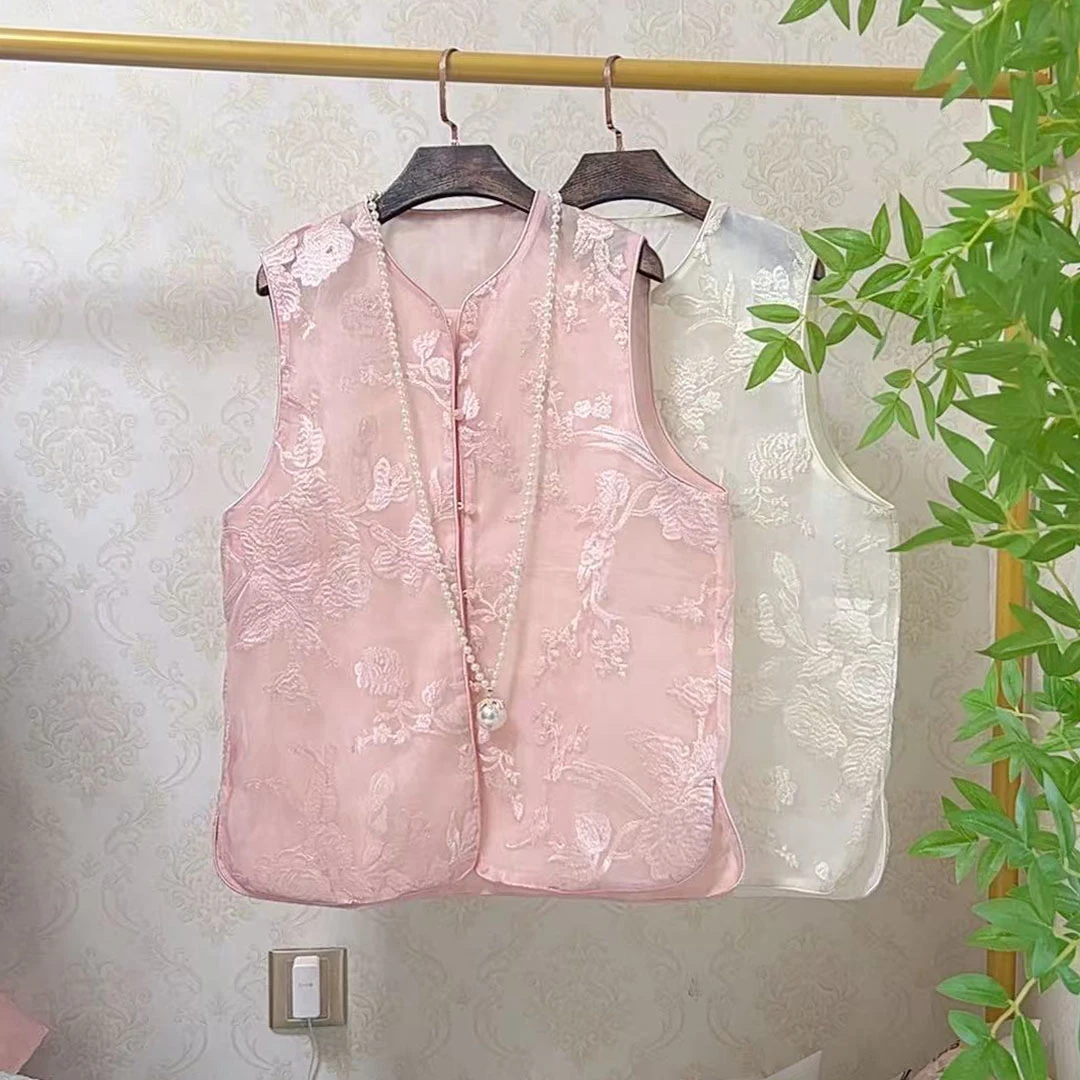 大聪国风新中式夏季薄款时尚马夹胖妹妹宽松洋气200斤坎肩802