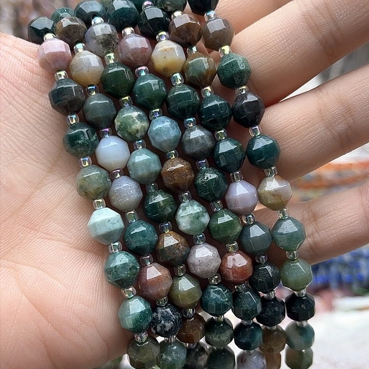 未镶嵌玛瑙/玉髓珠宝半成品一条7.5mm左右印度玛瑙切面