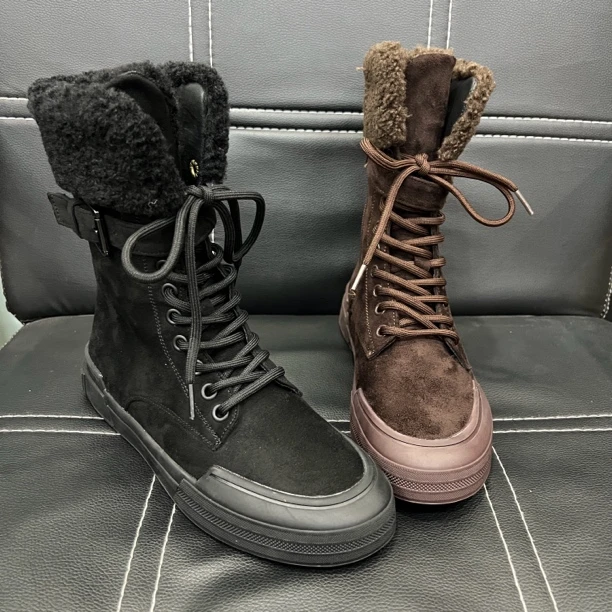 6756-9马丁靴女秋冬新款复古时尚短靴英伦帅气厚底机车靴