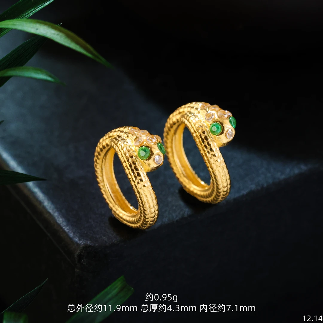 【金豆】18K金实心金豪镶蛇卡环跑环隔珠隔片文玩珠串配饰E
