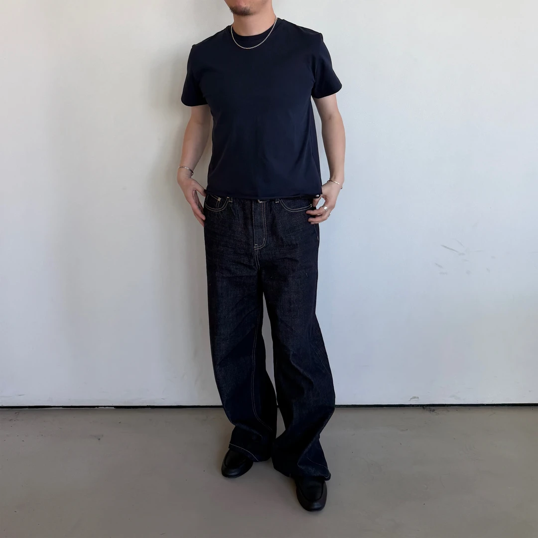 Anniehall26ss 「自压猫须褶皱」宽松复古肌理感原牛原色牛仔裤