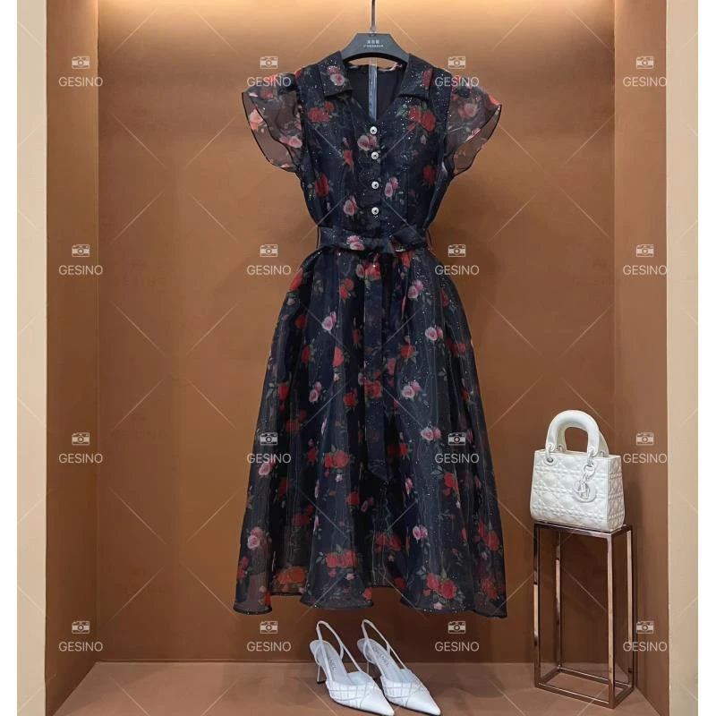 【G】春夏丨设计师轻奢气质印花女士连衣裙 CX-2024568