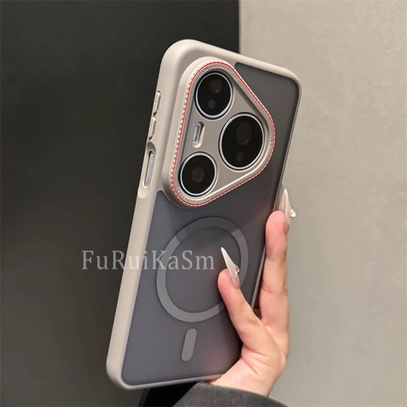 创意红色镜框磁吸磨砂适用华为pura80pro手机壳防摔80防指纹70pro