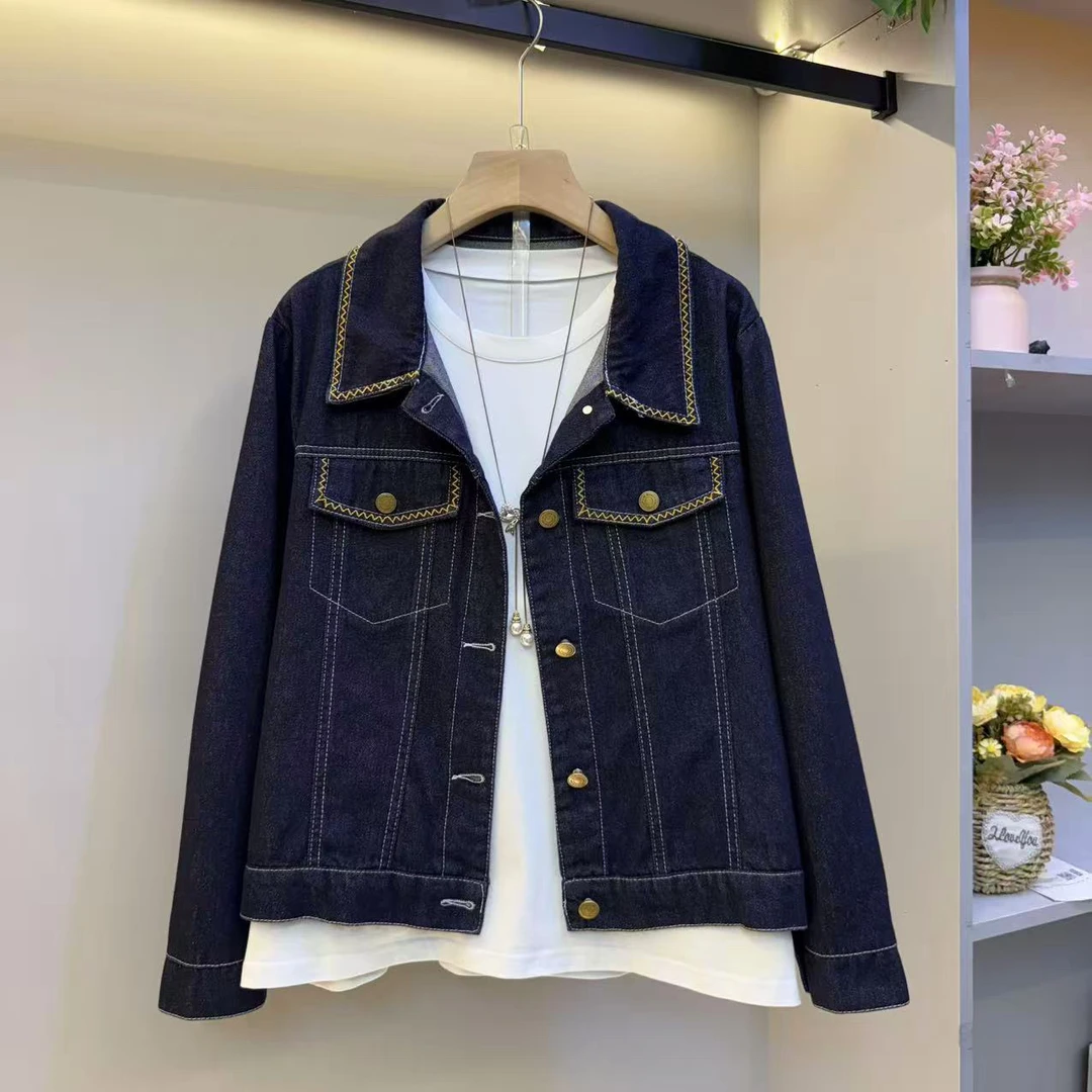 2025年欧货秋季新款时尚牛仔宽松显瘦大码女装休闲外套