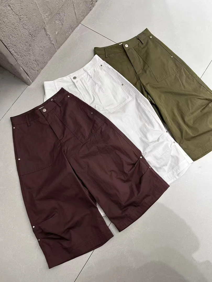 8762#欧货@SUOMALA 钉扣七分裤 小个子显瘦休闲裤