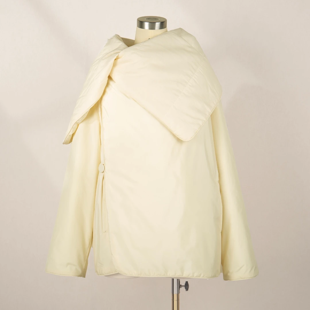 【2217】大翻领披肩棉服外套多种穿法