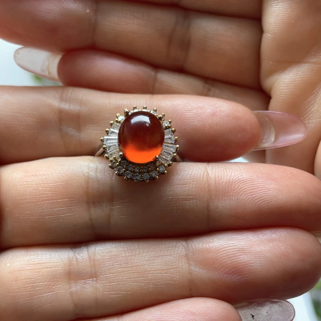 蛇纹石玉未镶嵌戒指*️