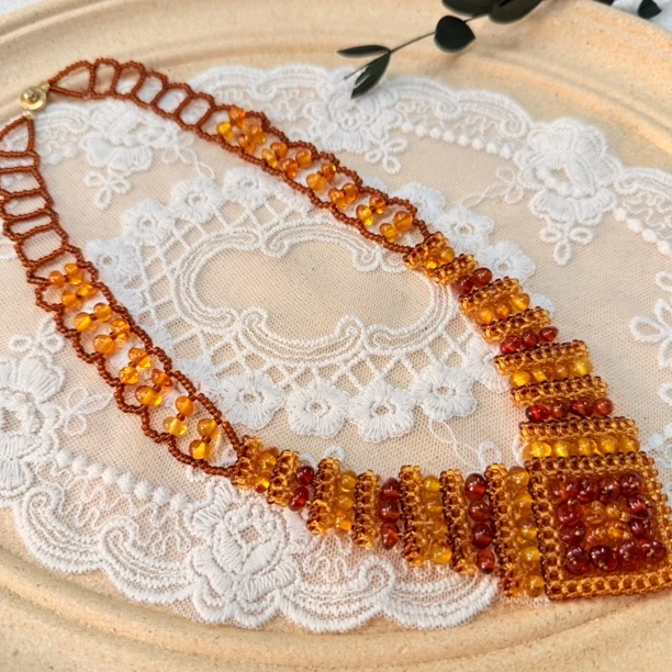 90新  【六六中古】孤品复古琥珀项链th5911链长50