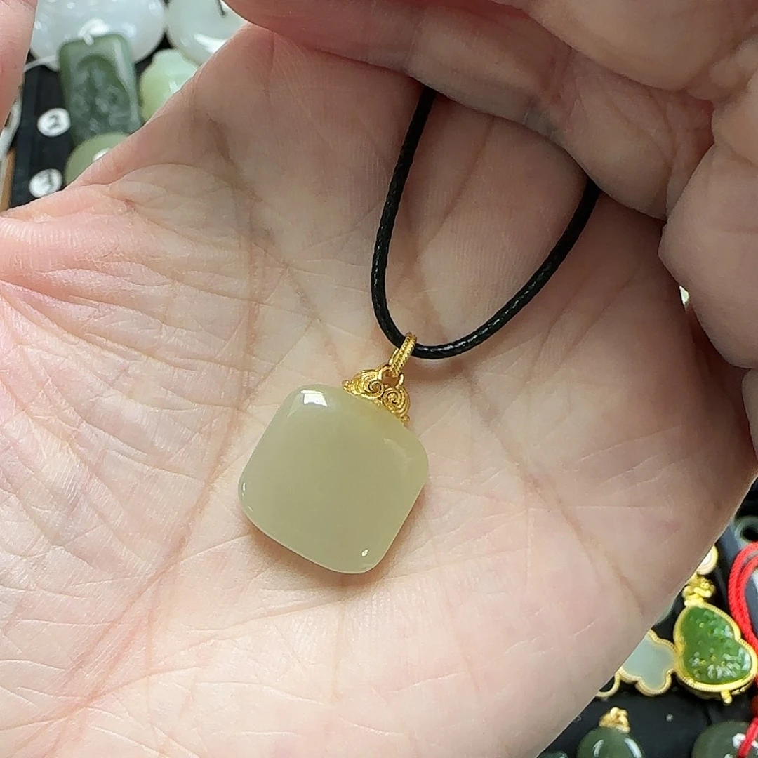 和田玉银S925镶嵌吊坠(不含链)