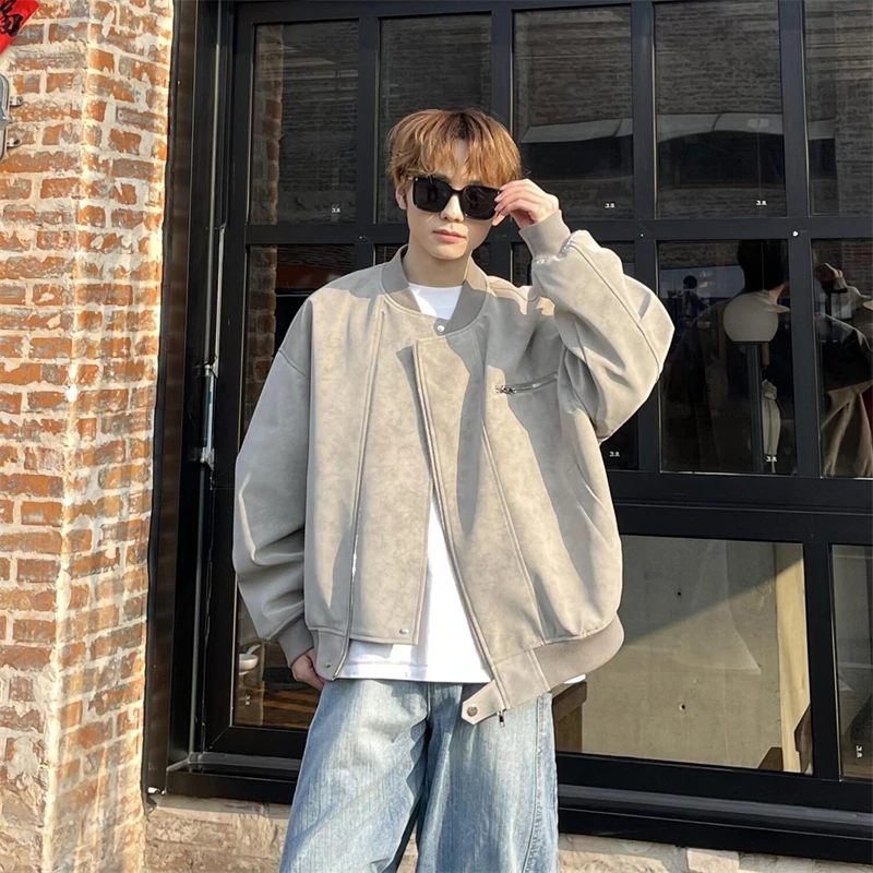 2025秋季新款工装夹克短款美式复古棒球服oversize潮牌机车服外套