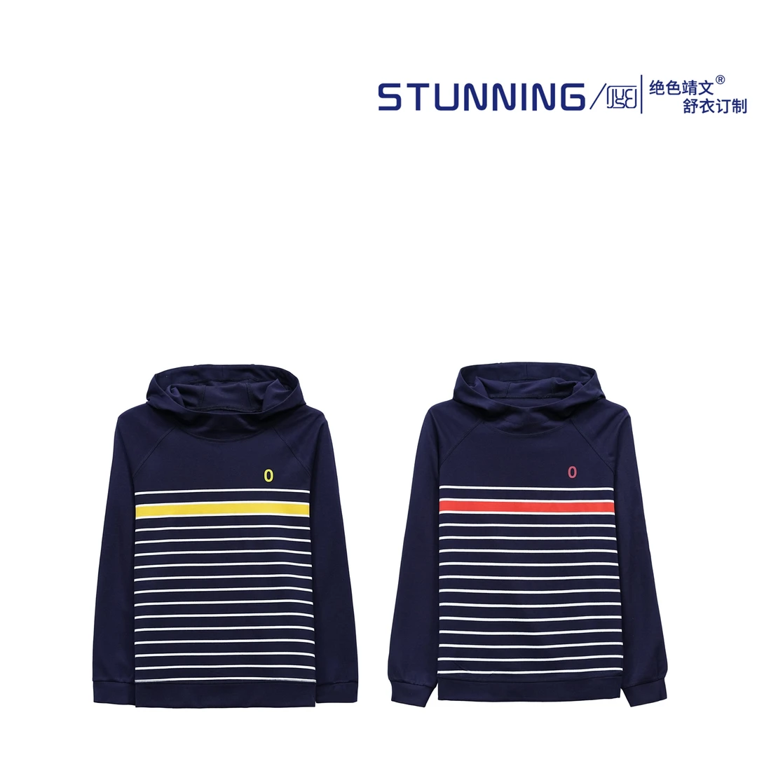 『绝色』10167 女士罗马棉条纹连帽衫休闲百搭T恤上衣