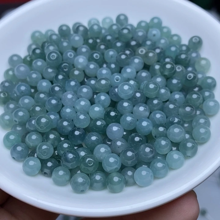 翡翠未镶嵌手链卡5.7冰透蓝水33个单圈