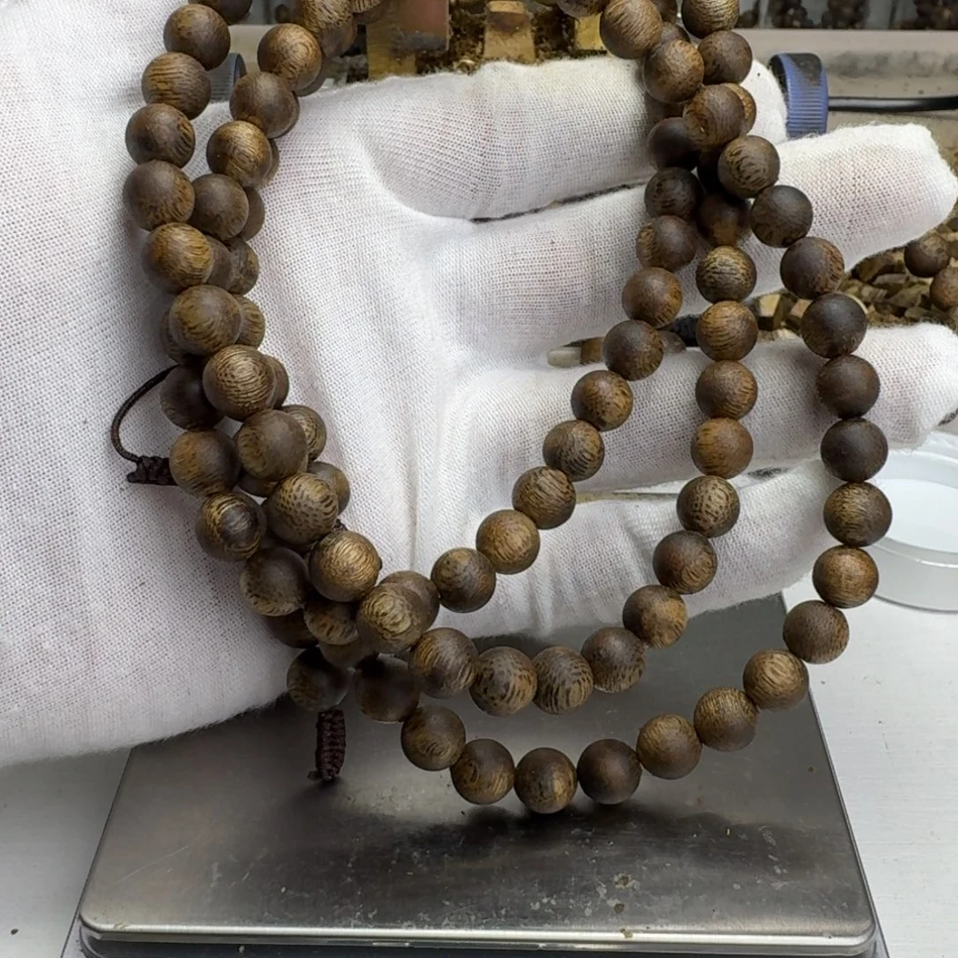 光***手手串沉香绿奇楠沉香手串0.8规格26克+