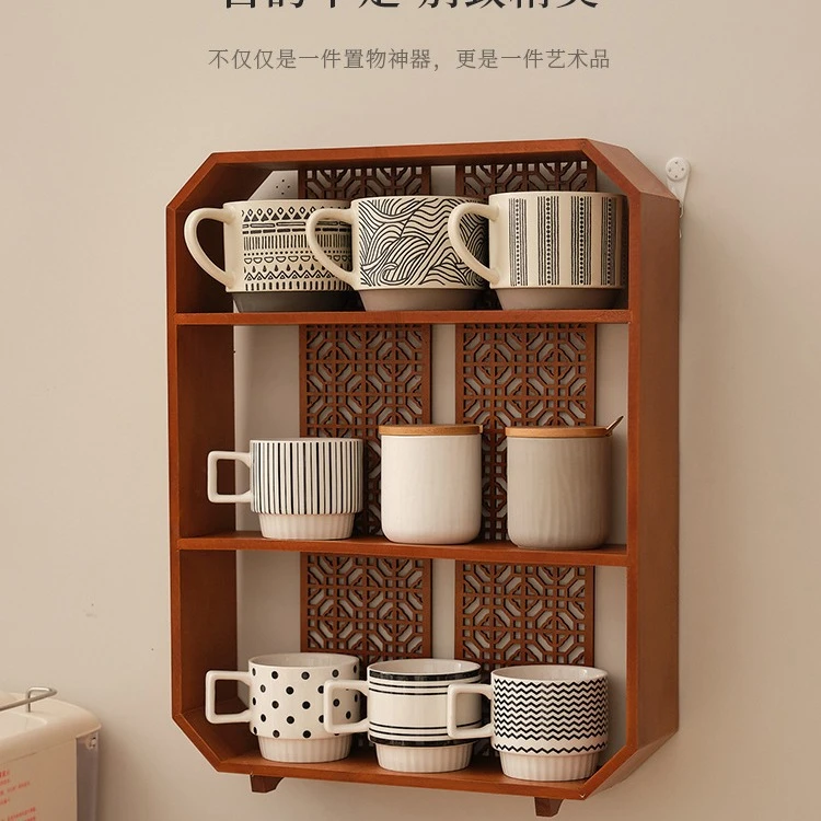 中式小型桌面博古架展示架壁挂墙上壶茶具收纳架多宝阁置物架