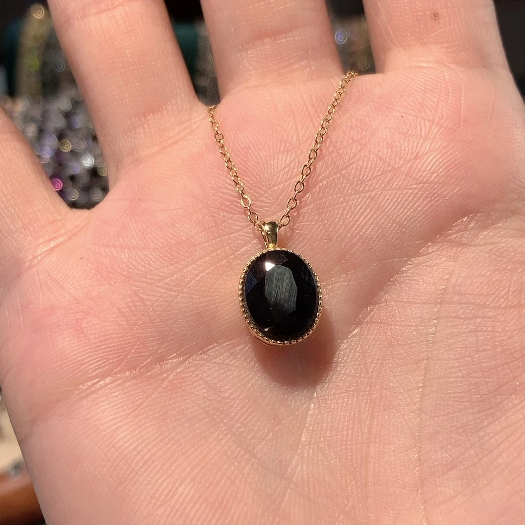 蓝宝石颈饰银S925镶嵌山*