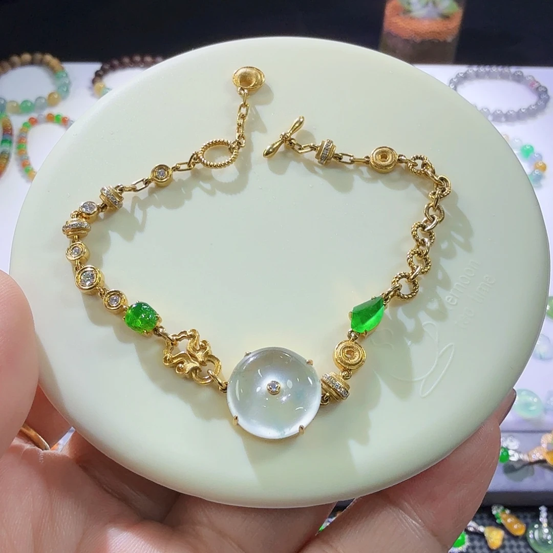 翡翠18K金镶嵌颈饰力力力力力力力里推