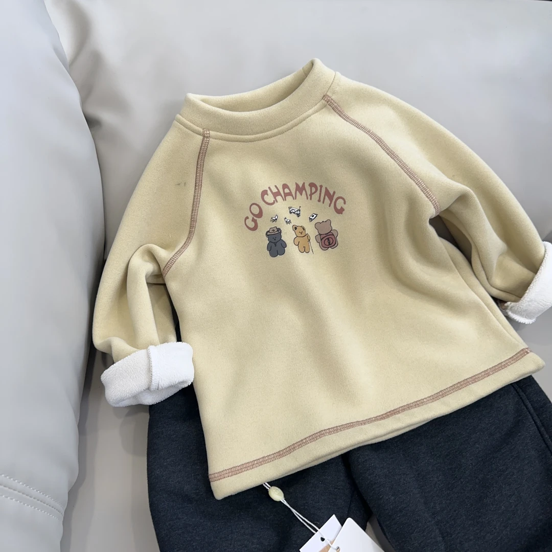 男女童韩版羔羔毛加厚打底衫