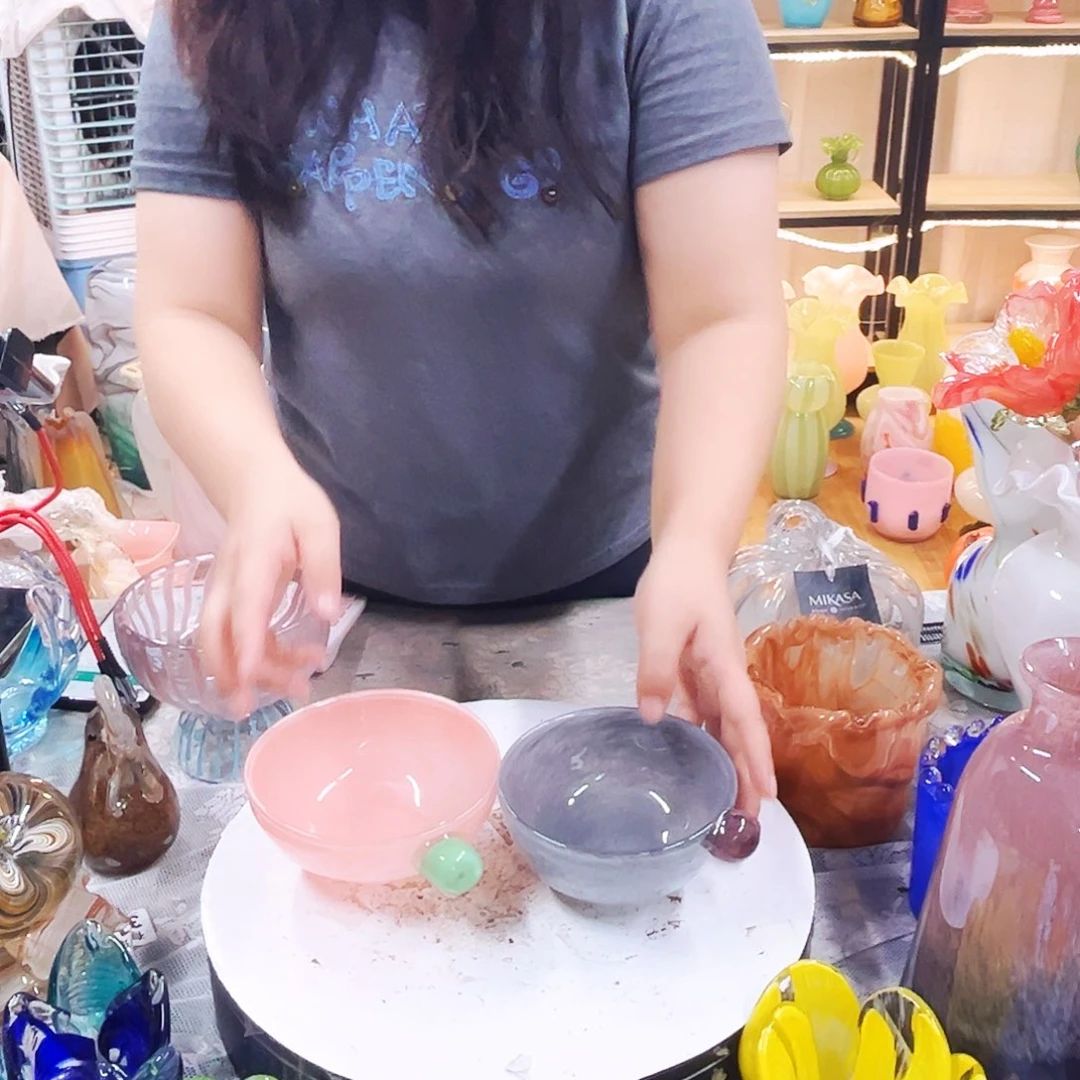 琉璃一对碗家悦花瓶摆件不完美