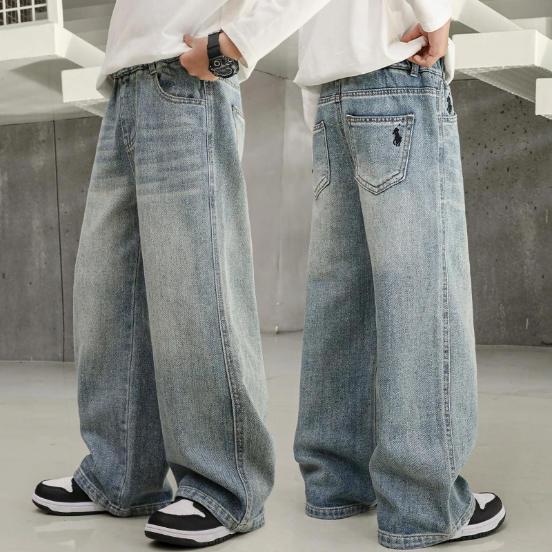 男童直筒牛仔裤春秋洋气2025中大童休闲韩版长裤洋气儿童裤子春季