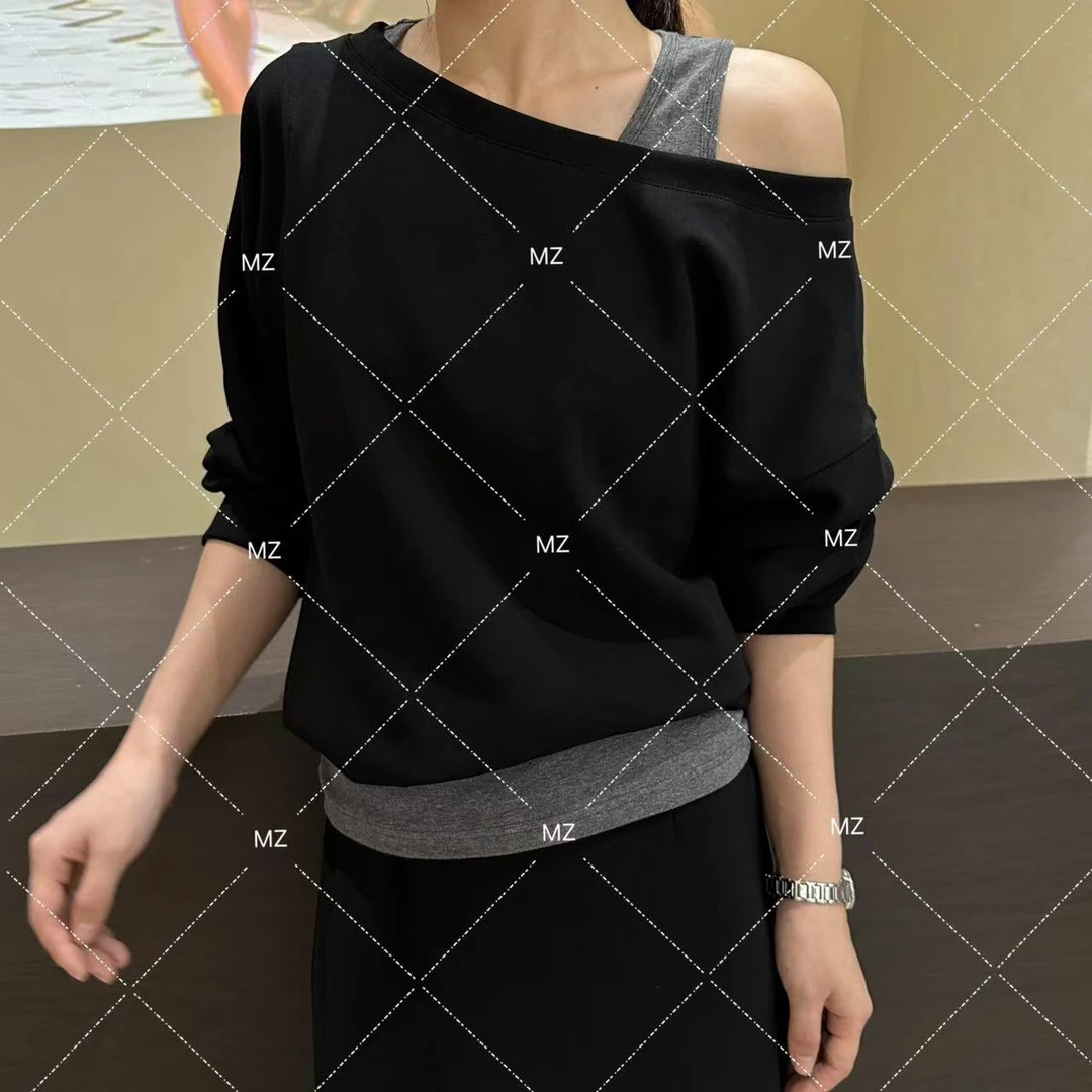 【格子家】气质显瘦百搭小众设计感卫衣背心上衣假两件B218