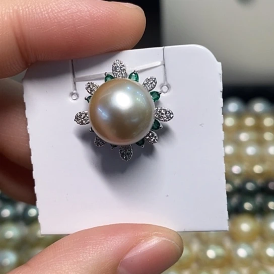 海水珍珠颈饰银S925镶嵌12-13