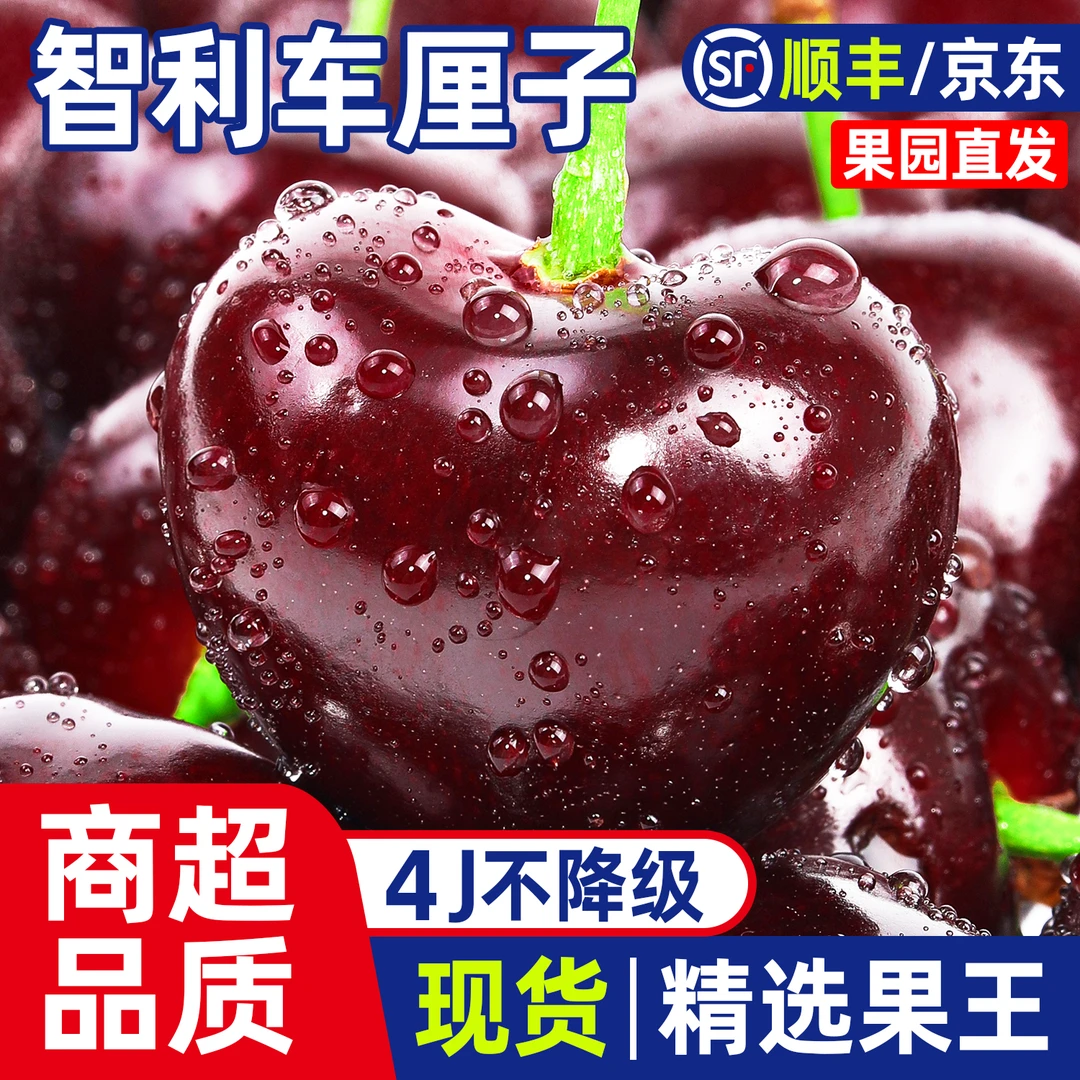 【金标3J】智利进口空运车厘子顺丰/京东3JD果王净重5斤内附果径卡桑提娜樱桃智利共和国