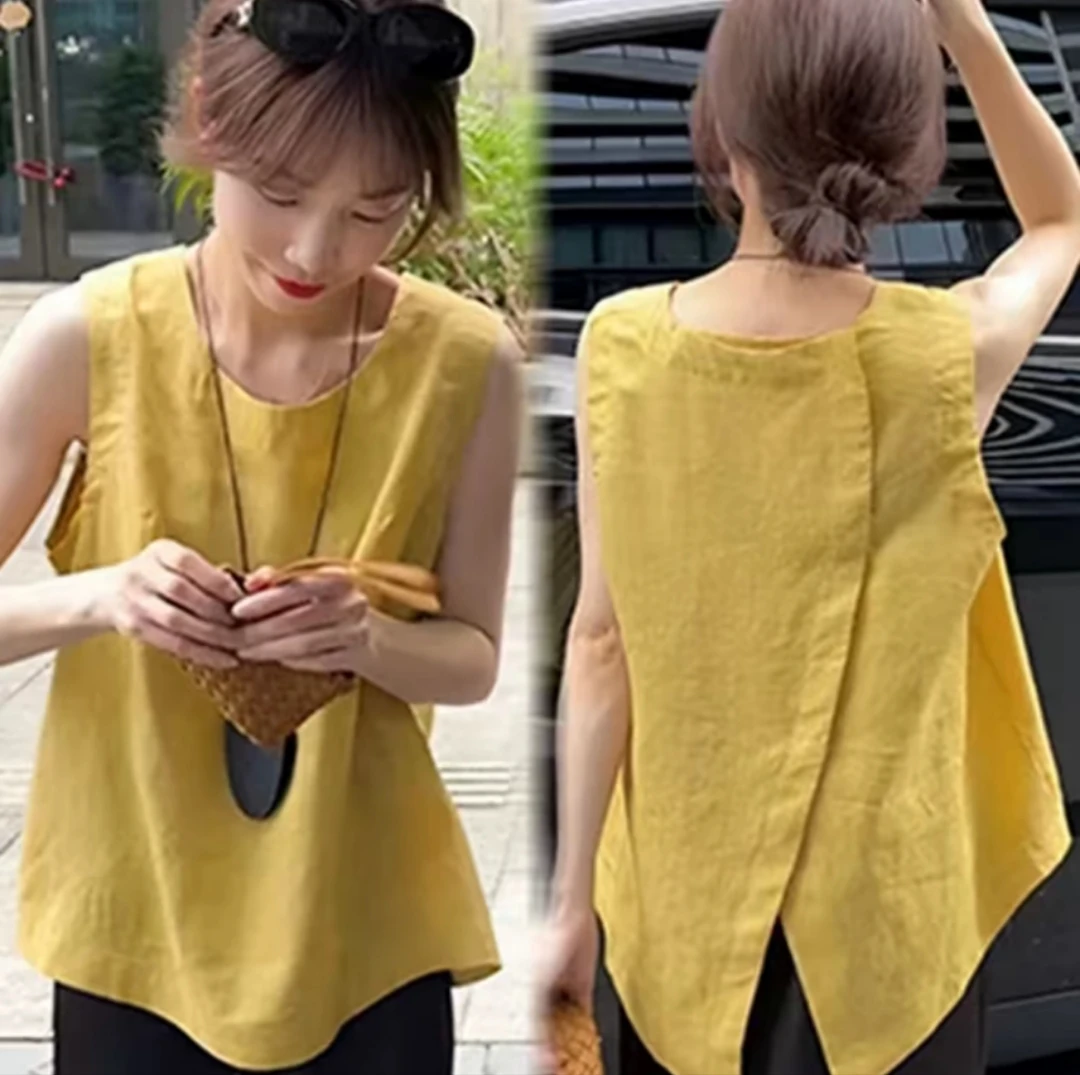 冰麻后背设计感上衣667