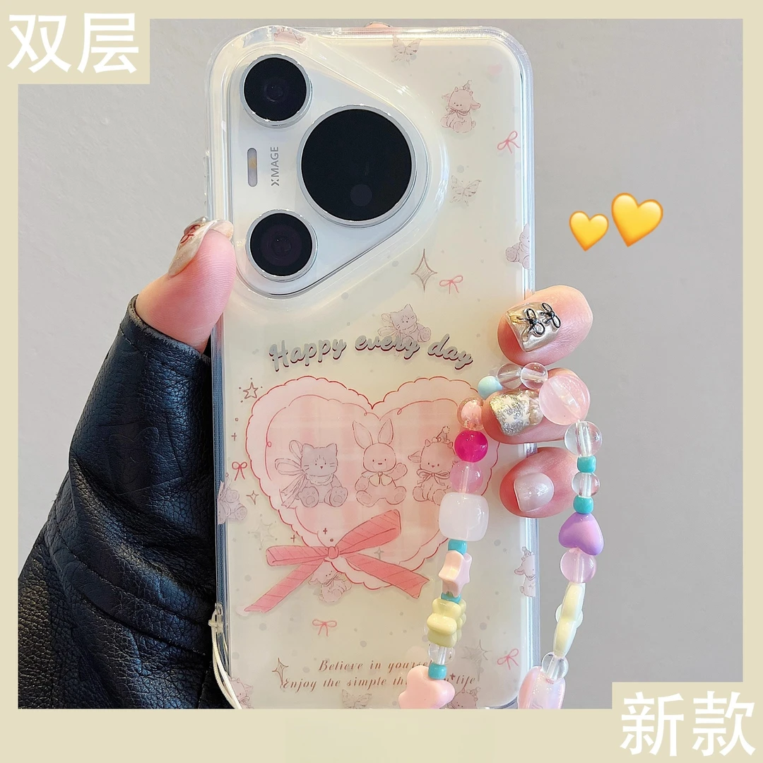 适用华为pura70pro+手机壳mate70蝴蝶结花朵爱心兔子猫咪mate60女
