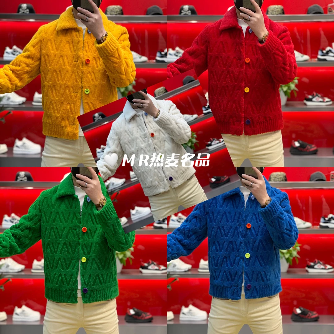 【热麦集合】2025秋冬羊毛外套彩色纽扣剪毛雕花款男士修身高端外套
