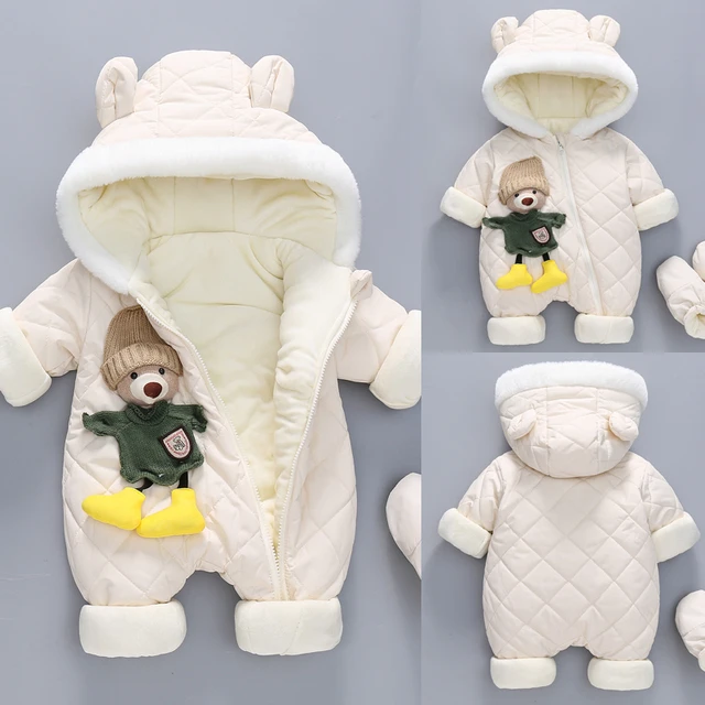 婴儿秋冬连衣裤保暖衣熊加厚的冬天新生儿婴儿衣服婴儿衣服郊游拥
